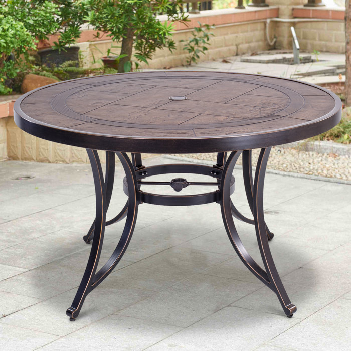Fleur De Lis Living 48" Round Dining Table Outdoor Patio Garden ...